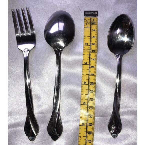 Oneida USA Satin Tribeca Flatware Replacements Sm Spoon Big Spoon Fork Set Of 3 - Picture 3 of 4